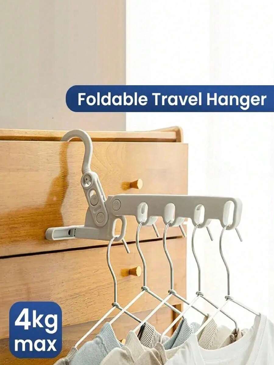 1/4Pcs Portable Foldable Travel Hanger Folding Clothes Drying Rack Travel Hangers Hanging Rack With 5 Holes For Hotel Camping Travel Random Color