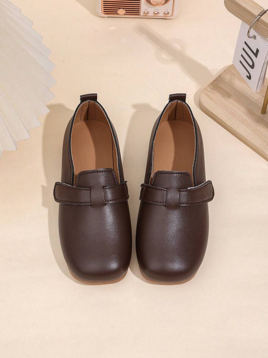 1 par de zapatos planos ajustables para niños y niñas, con punta redonda, suela de TPR antideslizante, ligeros y cómodos, de color liso, adecuados para niños de 5 a 14 años, para la escuela, festivales, actuaciones y ocasiones formales