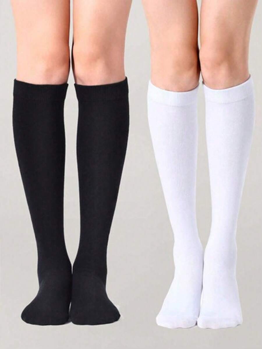 1/2 paire de chaussettes mi-longues ajustées de couleur unie, style scolaire JK, chaussettes de sport, convenant pour une utilisation quotidienne