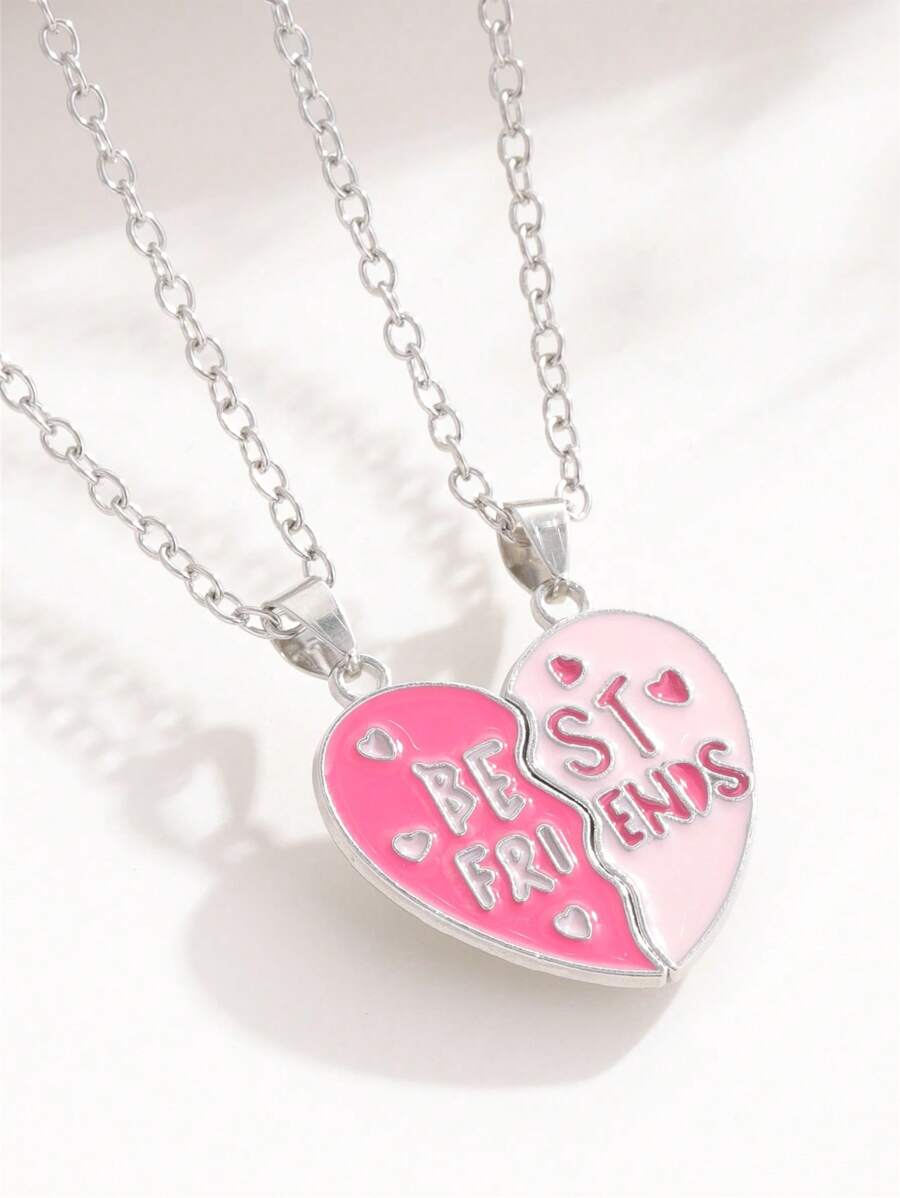 2 pièces Collier de meilleurs amis, collier magnétique de couple BFF, pendentif en forme de cœur mignon, cadeau à la mode pour les filles, cadeau d'anniversaire