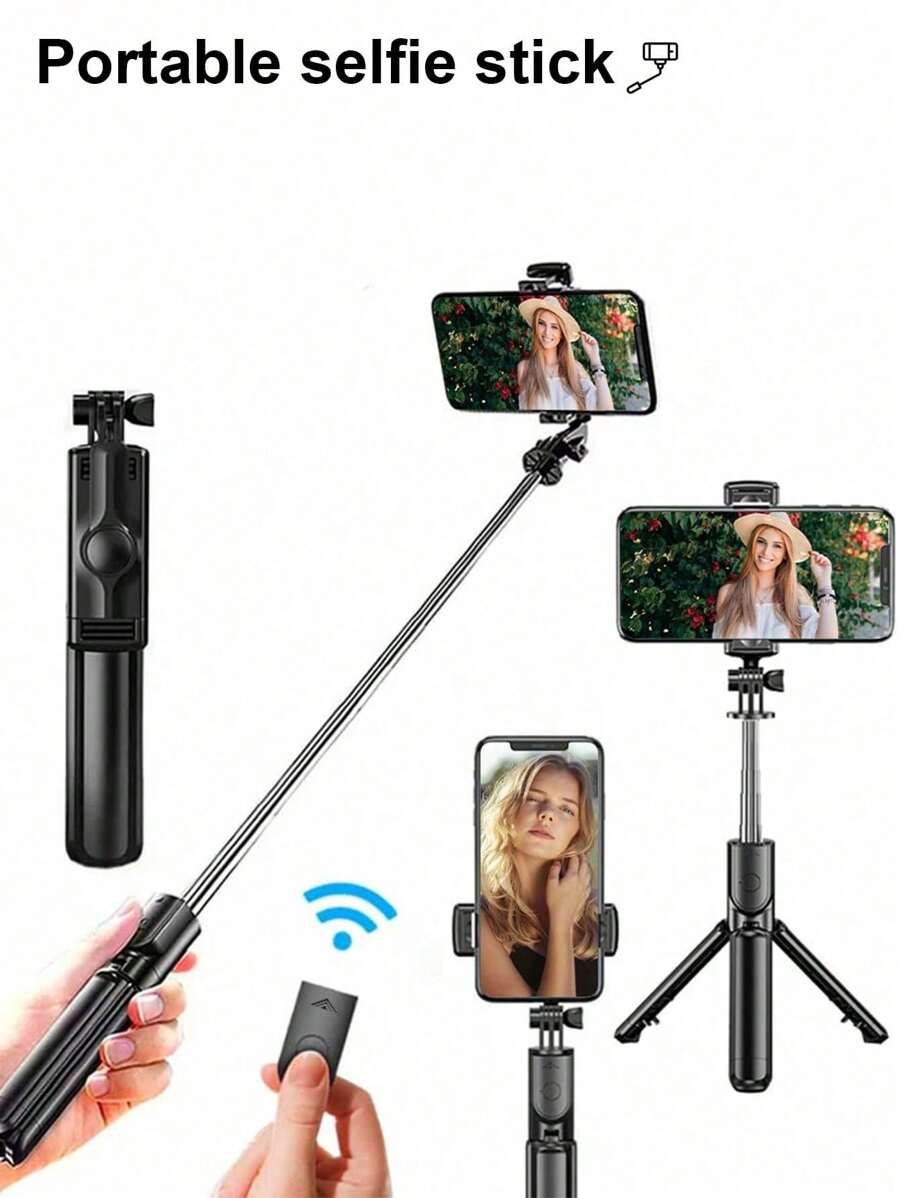 1pc Black Anti-Shake Selfie Stick With Tripod Stand, Extension Arm & Led Light, Universal 360 Degrees Automatic Rotation For Photographs And Live Streaming For Summer Vacation, Travel, Outdoor Activities, Live Streaming