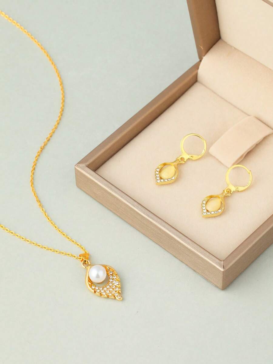 Juego de 3 piezas de collar y aretes de ópalo elegante y único, perfecto para citas, fiestas o regalos.