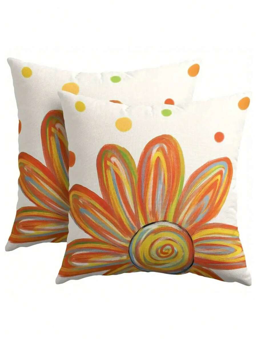 1/2/4 Pcs Summer Pillow Covers Hello Sunshine Floral Polka Dot Outdoor Throw Pillows Rustic Farmhouse Seasonal Holiday Pillow Covers For Sofa Home Decor