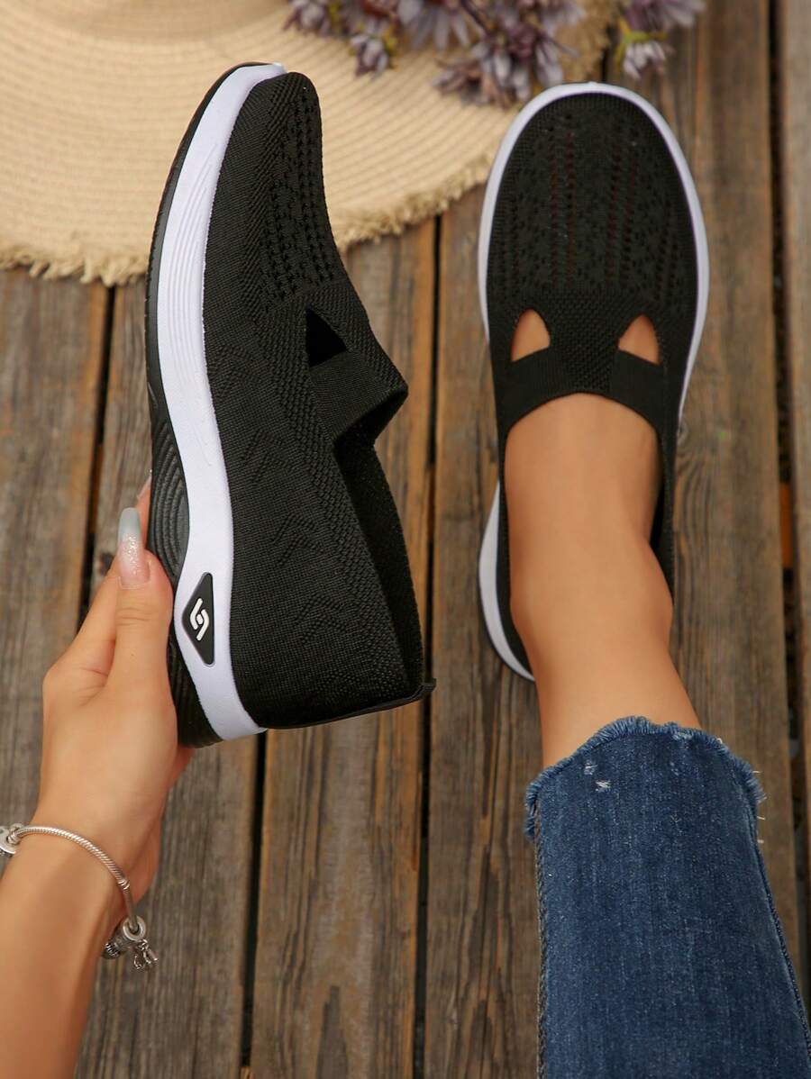 Sapatos Esportivos e Casuais com Puxador e Biqueira Redonda, Respiráveis e Confortáveis para Mulheres, Sapatos Leves e Planos da Moda para Caminhada, para Todas as Estações