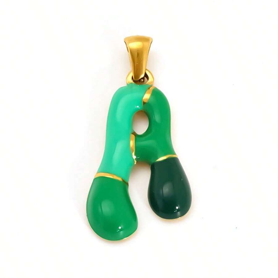 1 pieza Colgante de letra de acero de titanio con símbolo de dopamina esmaltado multicolor