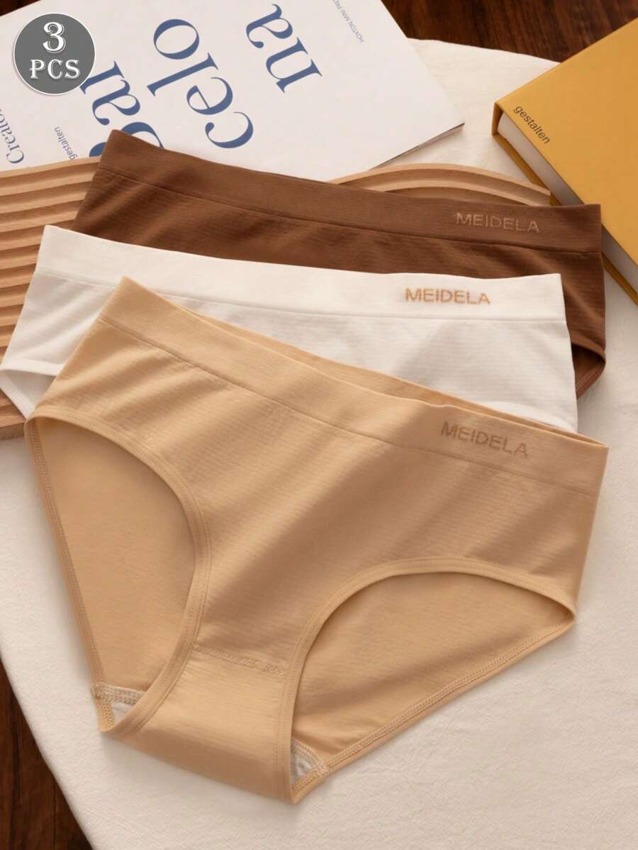 3 pièces de culottes sans couture à taille moyenne, couleur maillot, qui soulèvent les fesses, haute élasticité, confortable et respirante. Sous-vêtements de maintien pour femmes offrant un ventre plat.