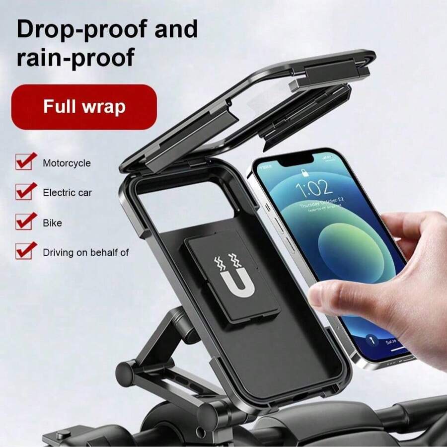 1 pieza Soporte universal para motocicleta, bicicleta y teléfono móvil, soporte impermeable, ajustable y giratorio 360°, con un soporte máximo de 6.7 pulgadas, adecuado para uso al aire libre