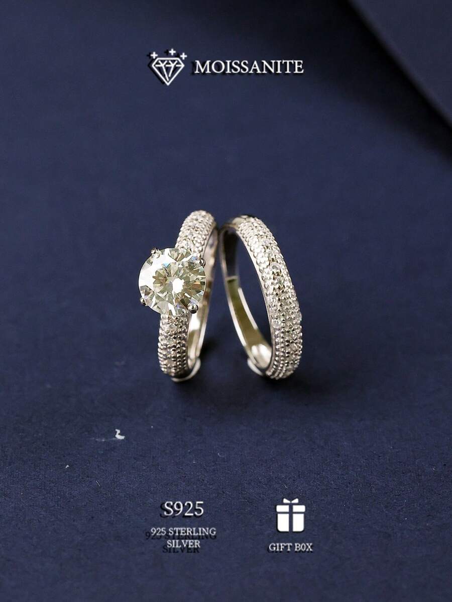 2-In-1 Luxurious Detachable 2CT Moissanite 925 Sterling Silver Ring, Fashionable Women's Ring, Suitable For Party, Wedding, Dinner Occasion And Daily Wear
