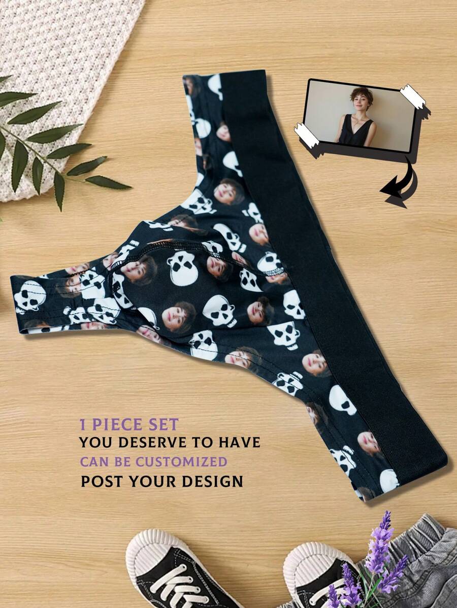 1pc Personalized Men's Graphic Print Sexy Thong