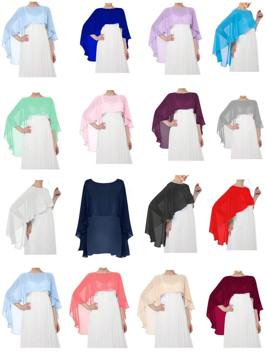 Women Ladies Soft Wedding Capes Wedding Jacket Wraps Chiffon Shrug Bridal Bolero Long Shawl And Wraps Evening Wedding Cover Up