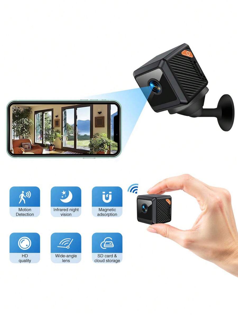 1080P WiFi Hidden Camera, Wireless Indoor Home Office Security Camera, Nanny Cam, Mini Pet Camera With Long-Lasting Battery, Video Monitoring With Motion Detection App Control