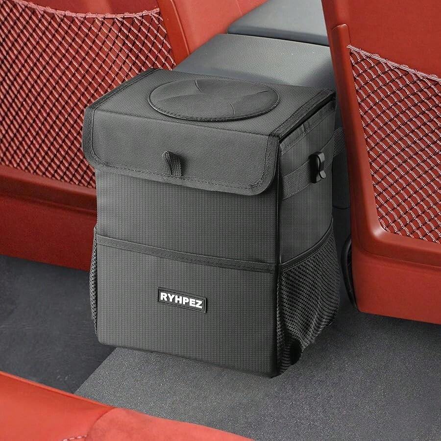 Car Trash Can With Lid - Leakproof Garbage Bin Car Organizer Bag, Foldable Vehicle Trash Bin With Structure Support, Automotive Truck Accessories For Women & Men (2 Gallon/7. 5L)