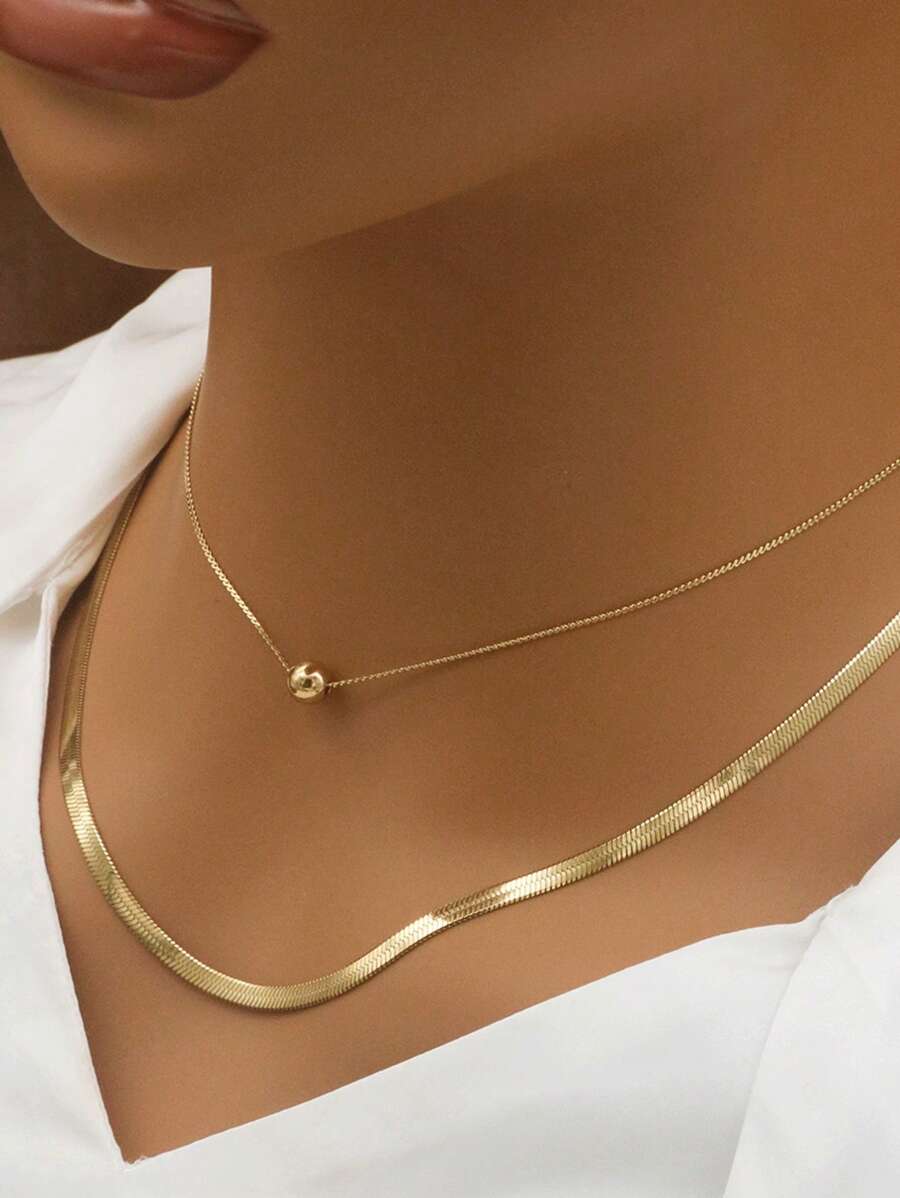 Set de 2 collares con colgante esférico, conjunto de joyería de lujo para mujeres, accesorios de fiesta para niñas, regalo de festival