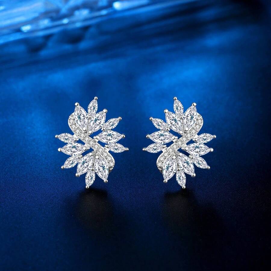 Neue kreative Blumen Ohrstecker für Frauen, mikro-eingelegt mit AAA kubischem Zirkonia, Braut Hochzeits-/Feier-Schmuck