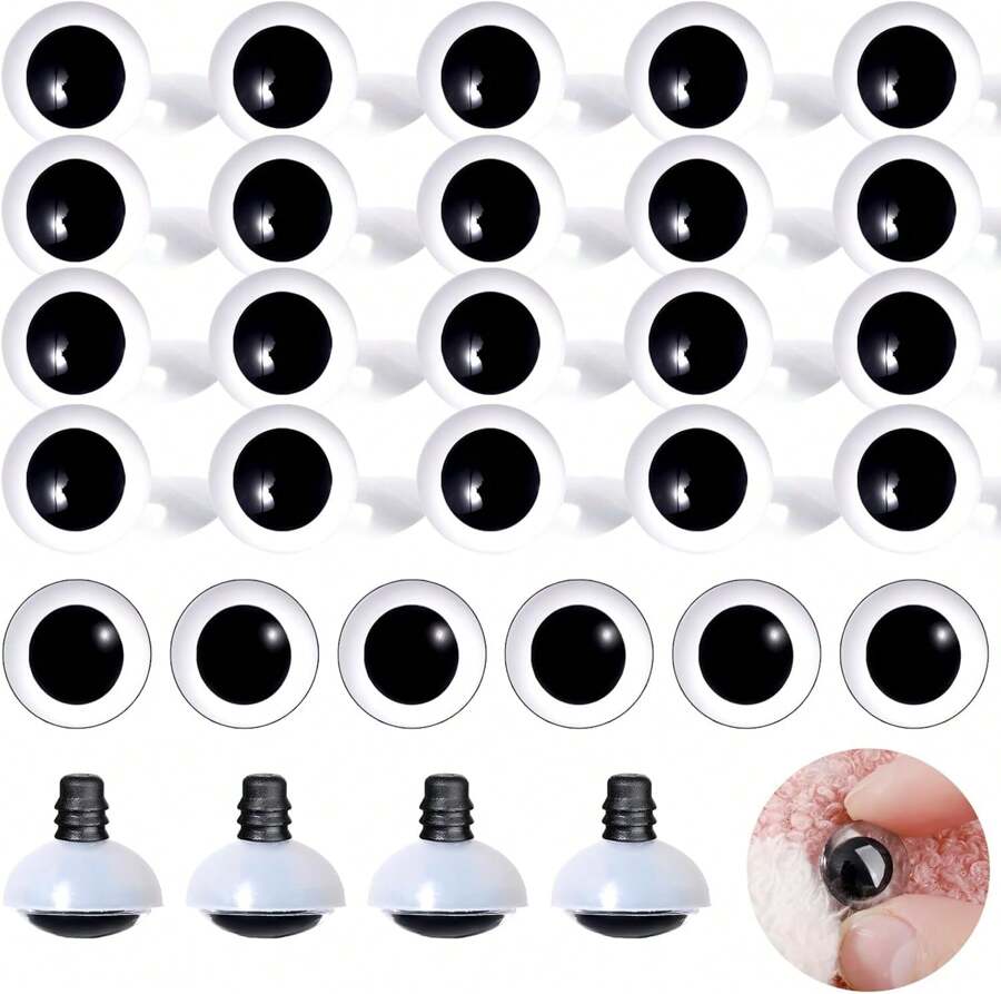 MUCUNNIA 100PCS 12mm Moon Safety Eyes For Crocheting With Washers Clear Safety Eyes For Amigurumi 3D Moon Crochet Eyes Doll Eyes For Animals Teddy Bear Crochet Toy