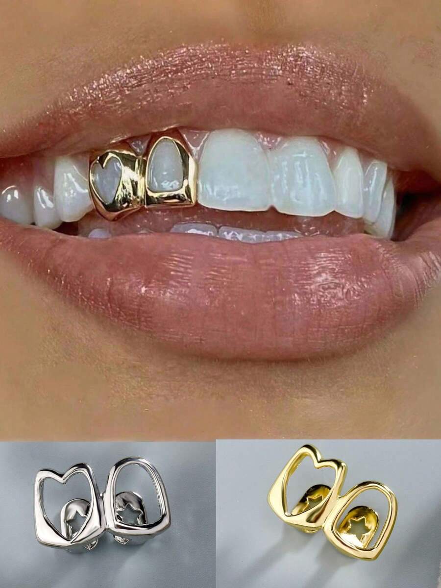 Gold Teeth Jewelry Gold Grillz Teeth Hip Hop Dental Jewelry Tooth Cap For Rappers, Halloween Costume & Streetwear Accessories