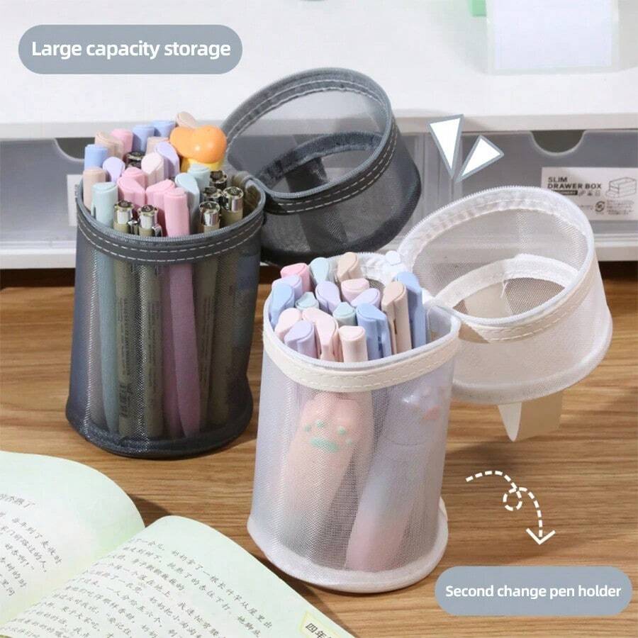 Standable Pencil Case, Large Capacity, Multi-Functional. For Students, Simple & Nice-Looking, Handy For Exams.