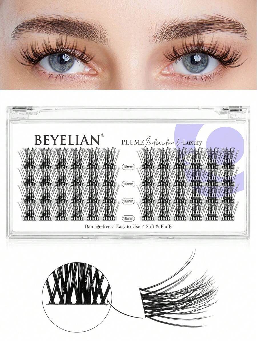 48Pcs DIY Eyelash Extension,Cluster Lashes Lash Clusters Individual False Eyelashes Extension Natural Look Reusable Black Super Thin Band 48 Lash Clusters By BEYELIAN (Style5 16mm Black Band)