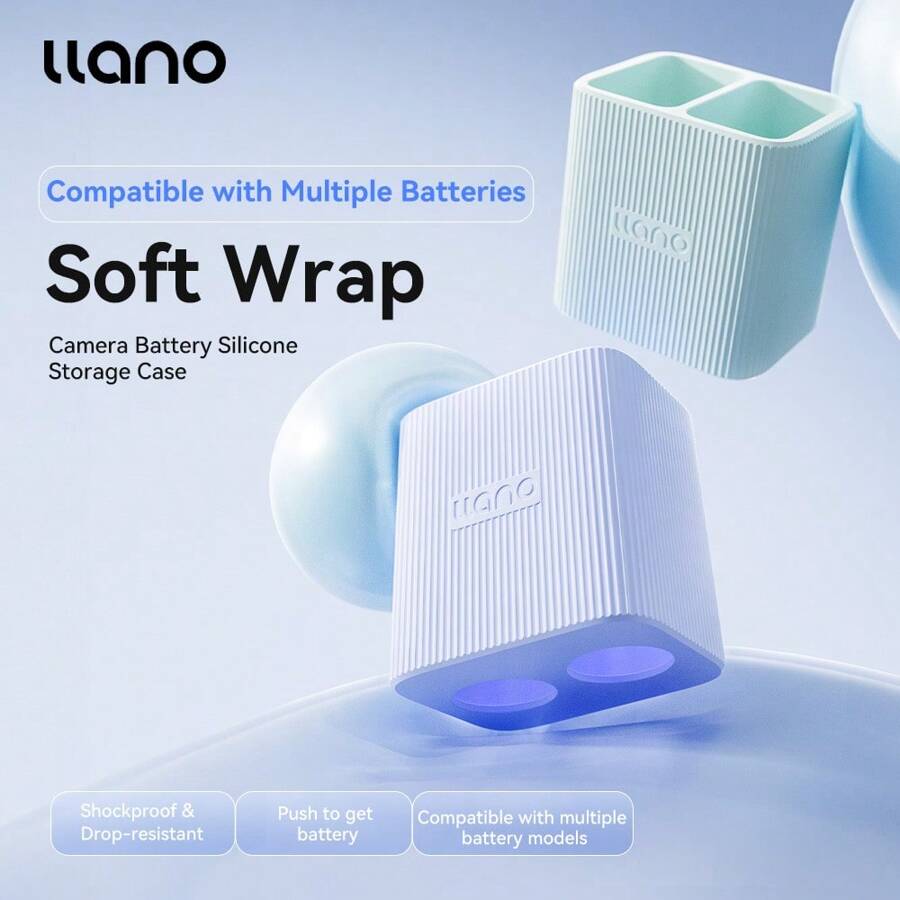 Llano Camera Battery Silicone Storage Case Dual Slot Protective Shell, Universal Fit For NP-FZ00, LP-E6NH, EN-EL15C, DMW-BLK22, NP-W235, EN-EL3E, Etc