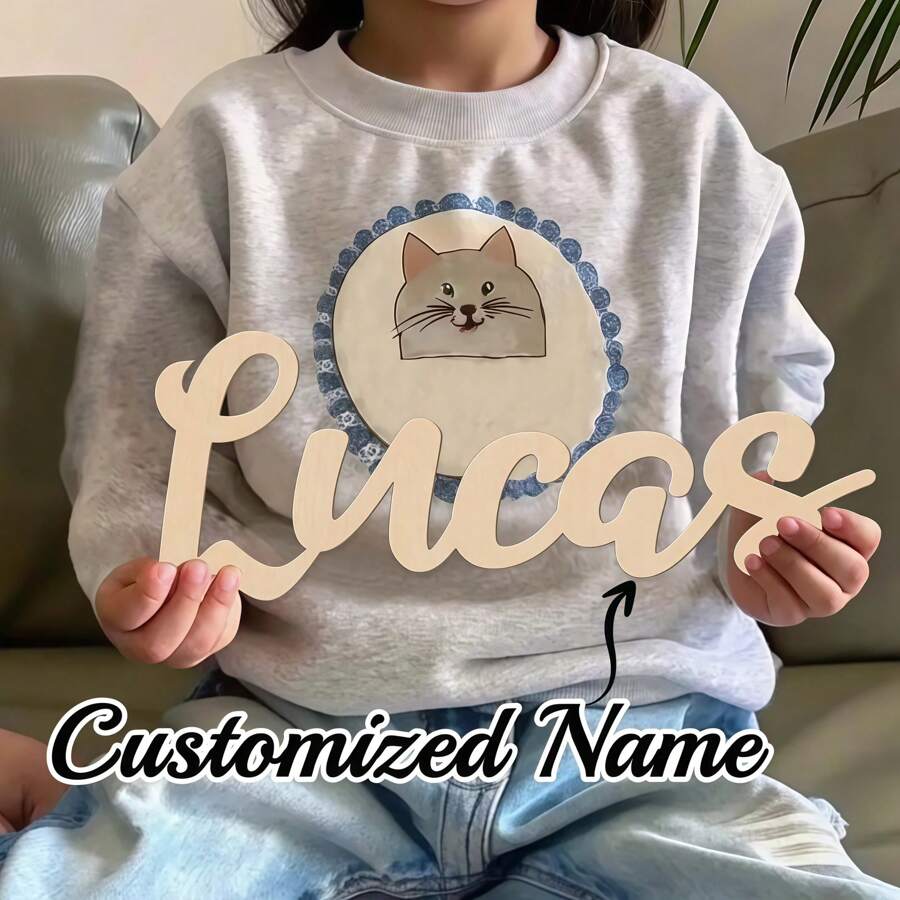 1 Stück individuell gestaltbares großes Holznamenssschild - Personalisieren Sie es mit Ihrem Namen, handgefertigt, perfekt für Heimdekoration, Namenswandkunst, geeignet für Geburtstage, Feiertage, Abschlüsse, Einweihungen, besondere Anlässe