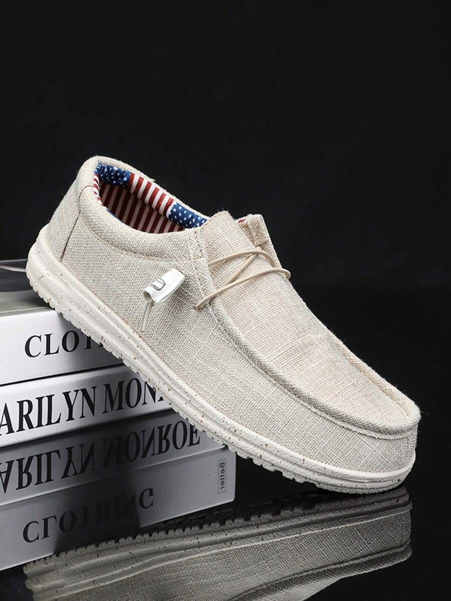 Mocassini casual da uomo in lino traspirante slip-on, scarpe da barca leggere e comode, versatili