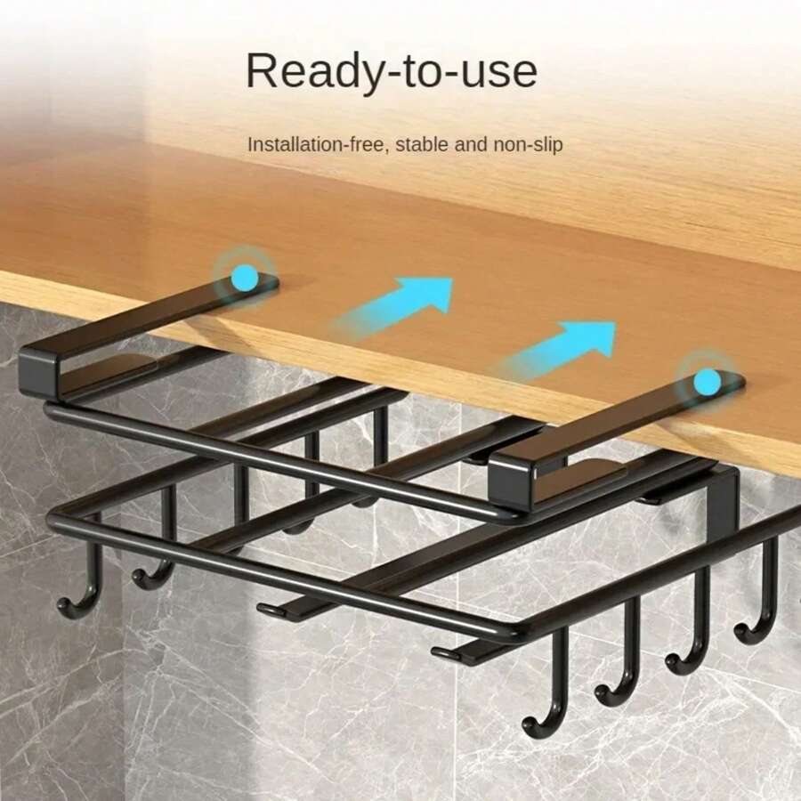 Kitchen Hanging Organizer Rack With Hooks Under Cupboard Paper Towl Rags Hanger Cutting Board Pot Cover Holder Storage Shelf