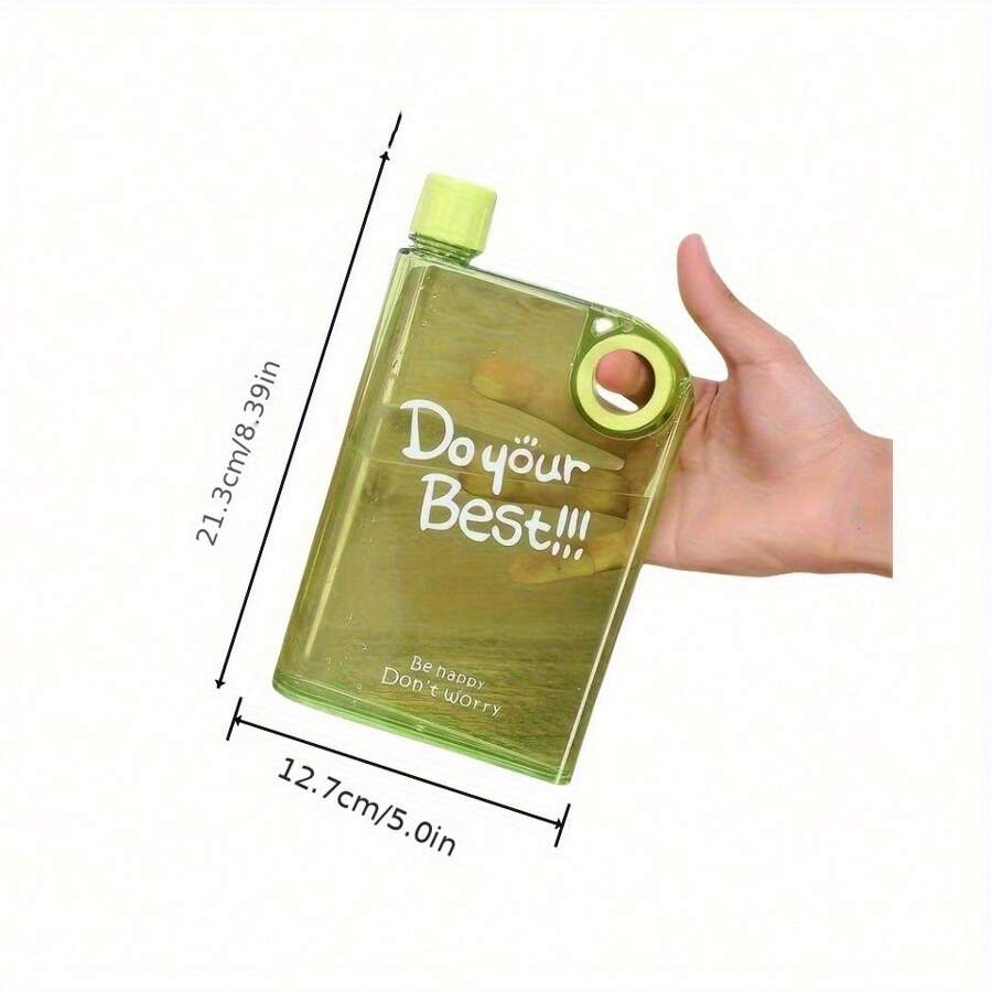 1 Stück, neue Wasserflasche in großer Kapazität mit verschiedenen Farben für Sport, Outdoor-Wasserflasche mit sehr attraktivem Kunststoff, tragbar, kreative Buch-Flachboden-Wasserflasche mit mattiertem Kunststoffdeckel
