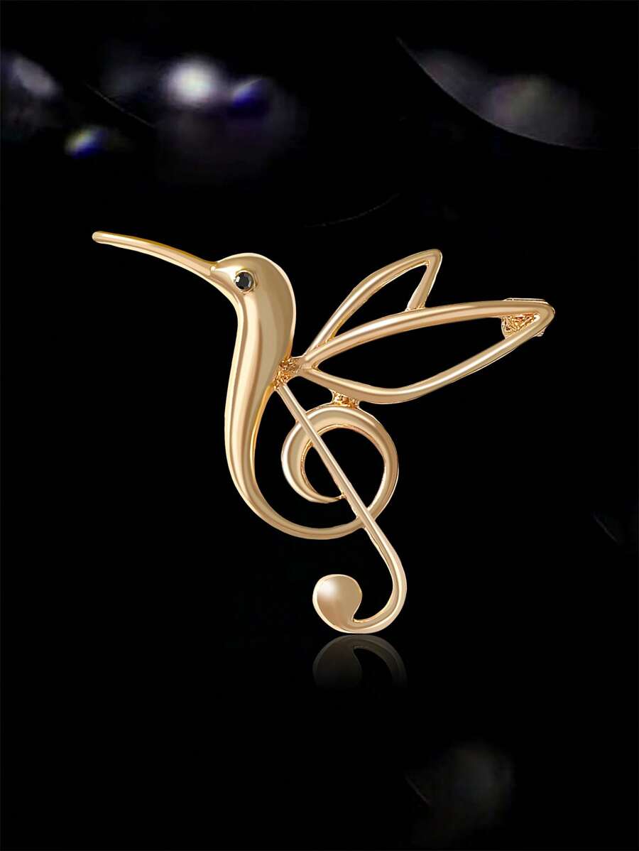 1 pezzo Spilla a colibrì con nota, spille da donna a forma di animale, per borsa, maglione, cappotto, cappello, scarpe, vestito, tailleur