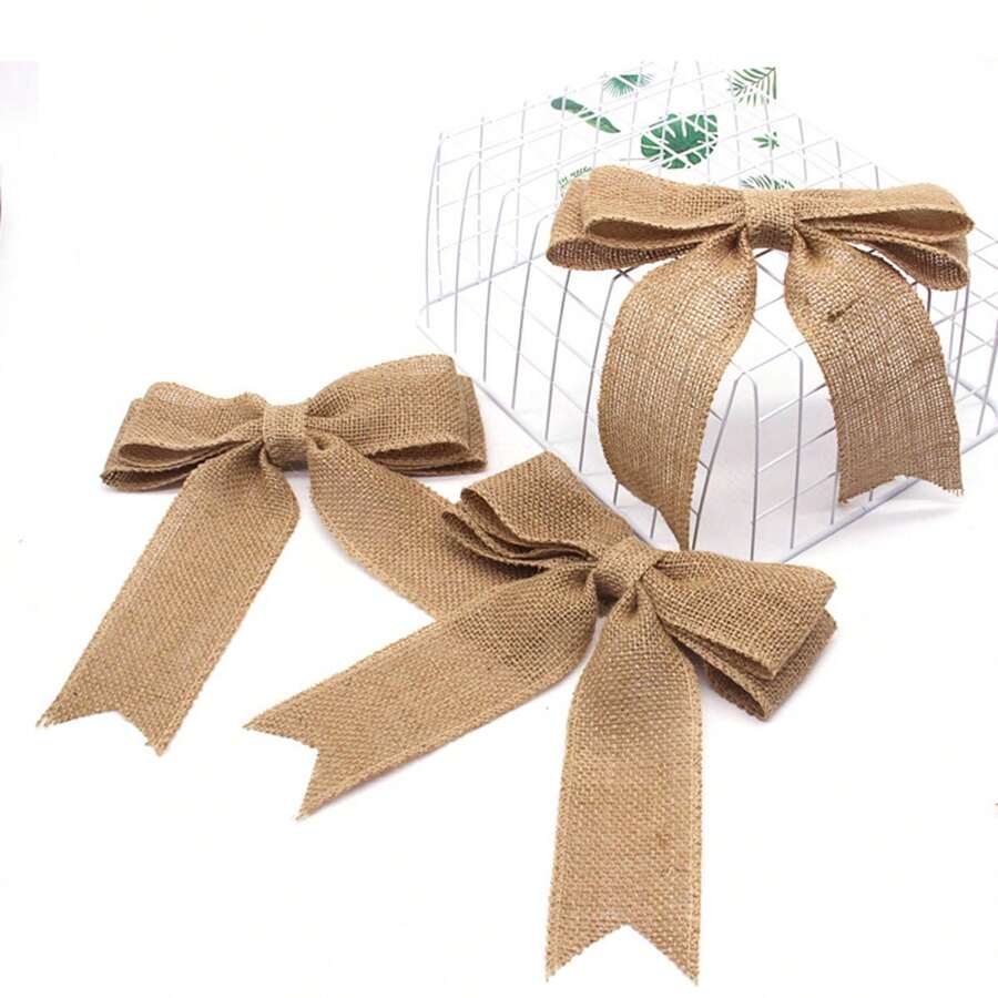 Handmade Vintage Thick Fiber Bow, DIY Decoration For Graduation Party, Wedding, Christmas, Birthday, Holiday Gift