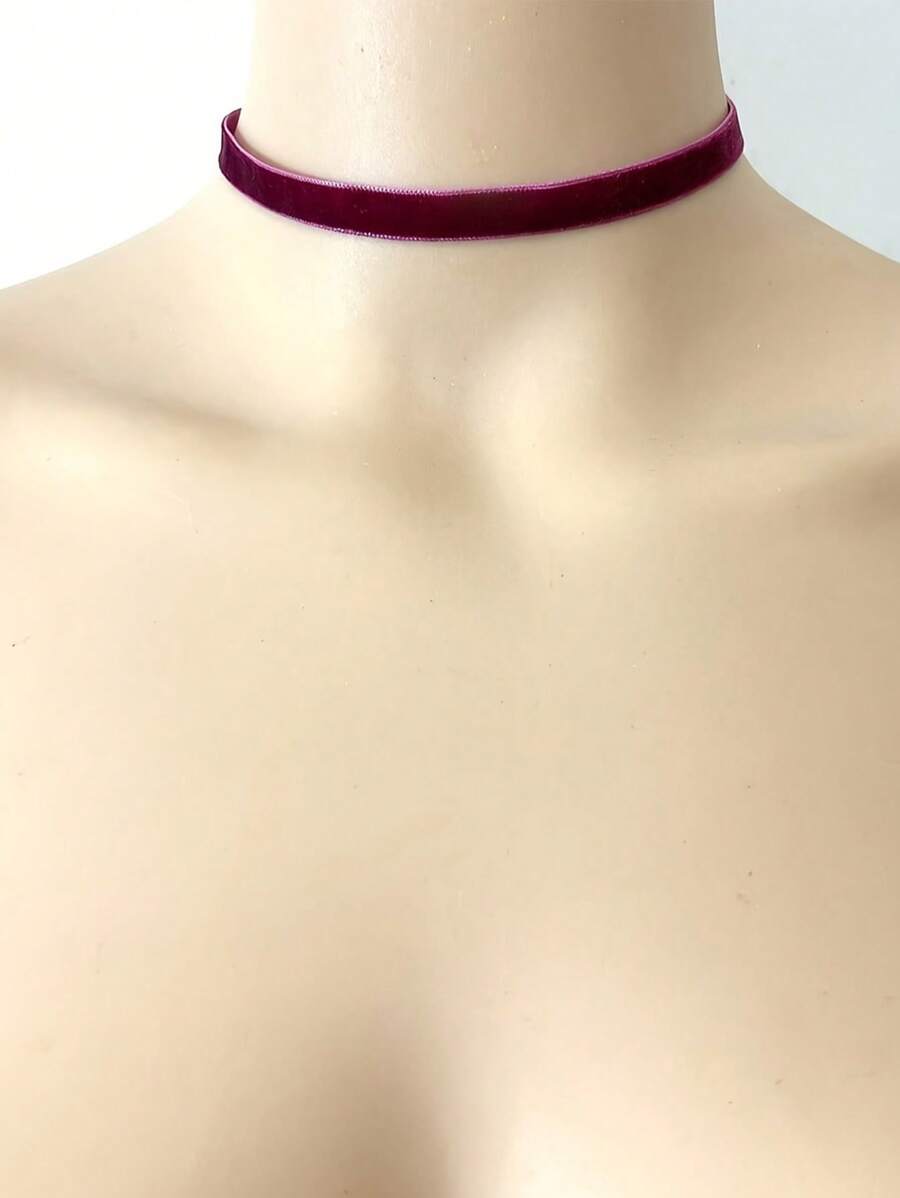 1 pieza Collar gargantilla de terciopelo morado de moda