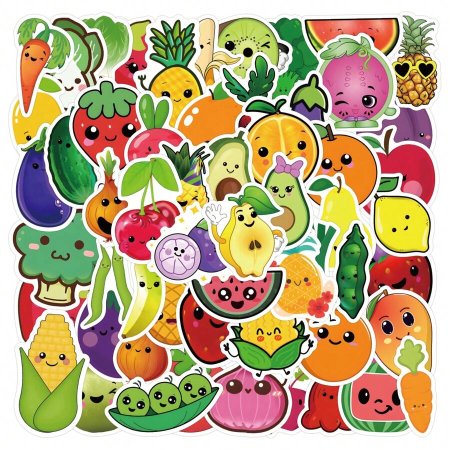 60pcs Fruit Cartoon Graffiti Sticker, For Decorating Stationery, Cup, Suitcases, Mobile Phone, Notebook