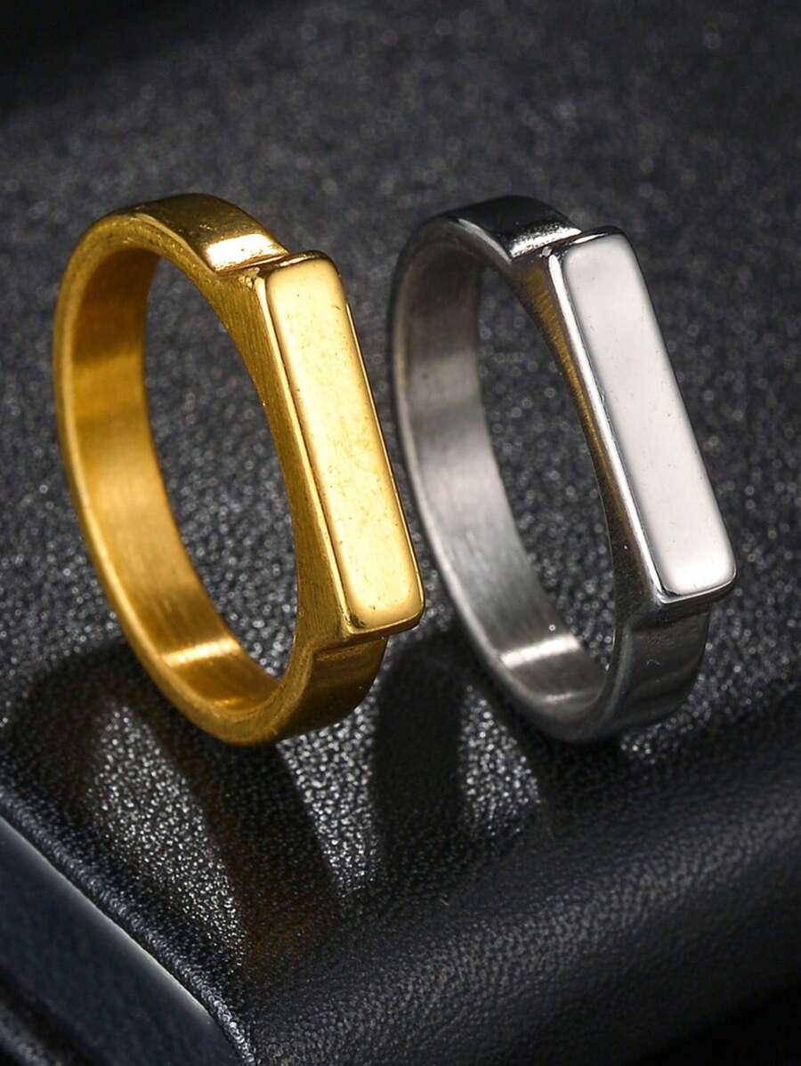 1 Pc Stainless Steel Snake Retangle Rings For Men Women Minimalist 5MM Wide Finger Rings Wedding Couple Jewelry Gift Hot