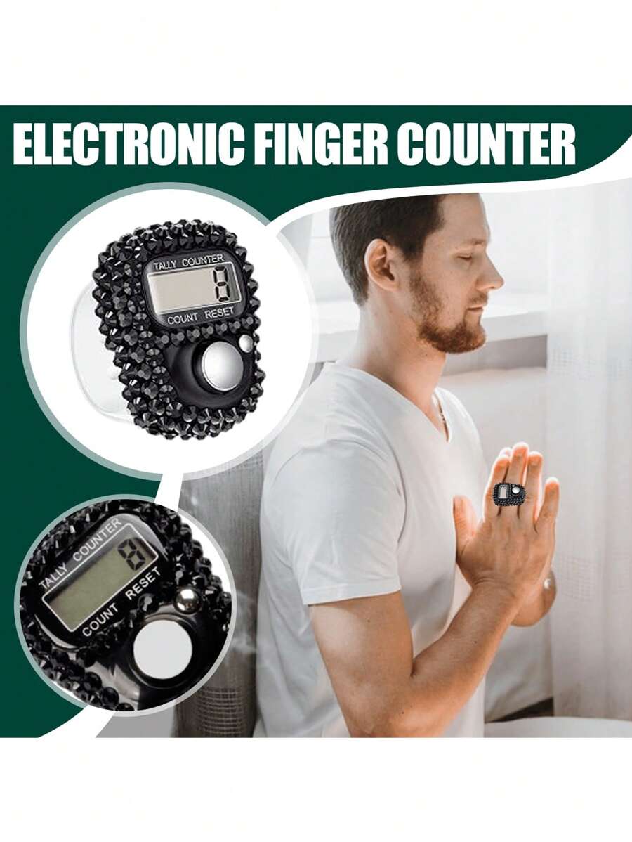Contador electrónico de dedos, pantalla LCD digital electrónica, contador clicker manual, contador manual restablecible, anillo de registro de vueltas manual, anillo de seguimiento de números