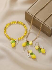 Lemon Pendant Necklace Set