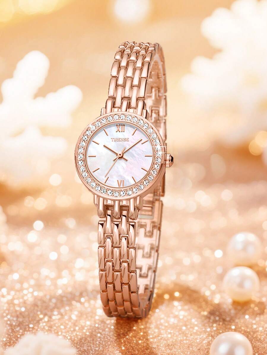 TIRENSE 1 Piece Of Luxurious, Fashionable, Elegant Jewelry With Diamonds, Ladies' Wrist Linked List, Birthday Gift, Holiday Gift,Watch Women ,Women's Gift