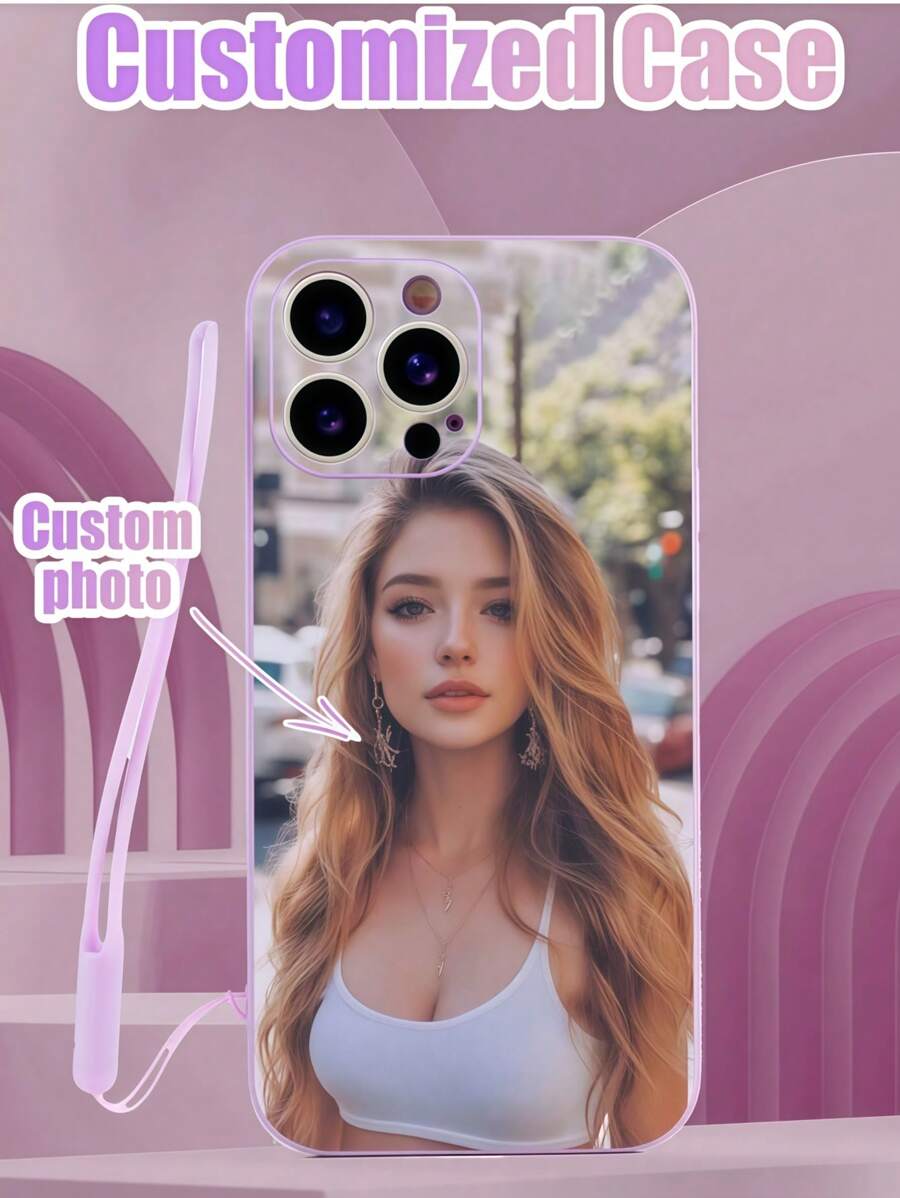 1 Stück anpassbares lila TPU Handyhülle & 1 Stück lila Silikon Schlüsselband, modisch, niedlich, personalisierbar, einzigartig, kompatibel mit Apple, Galaxy, Redmi, Honor, OPPO und anderen Smartphones, ideales Geschenk für Feste, Geburtstag, Jahrestag für Familie, Freunde, Paar