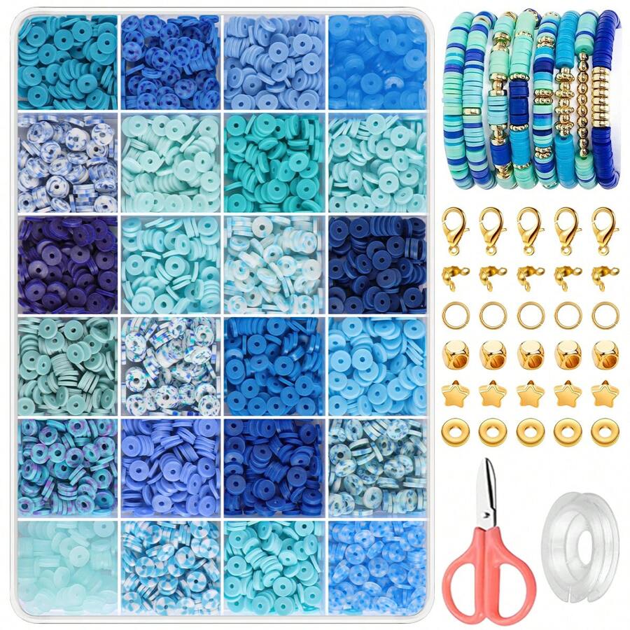 Set de 2.542 piezas de cuentas de arcilla polimérica para hacer pulseras, que incluye cuentas espaciadoras planas y redondas, cuentas de hematita, ideal para fiestas de cumpleaños, regalos de Año Nuevo