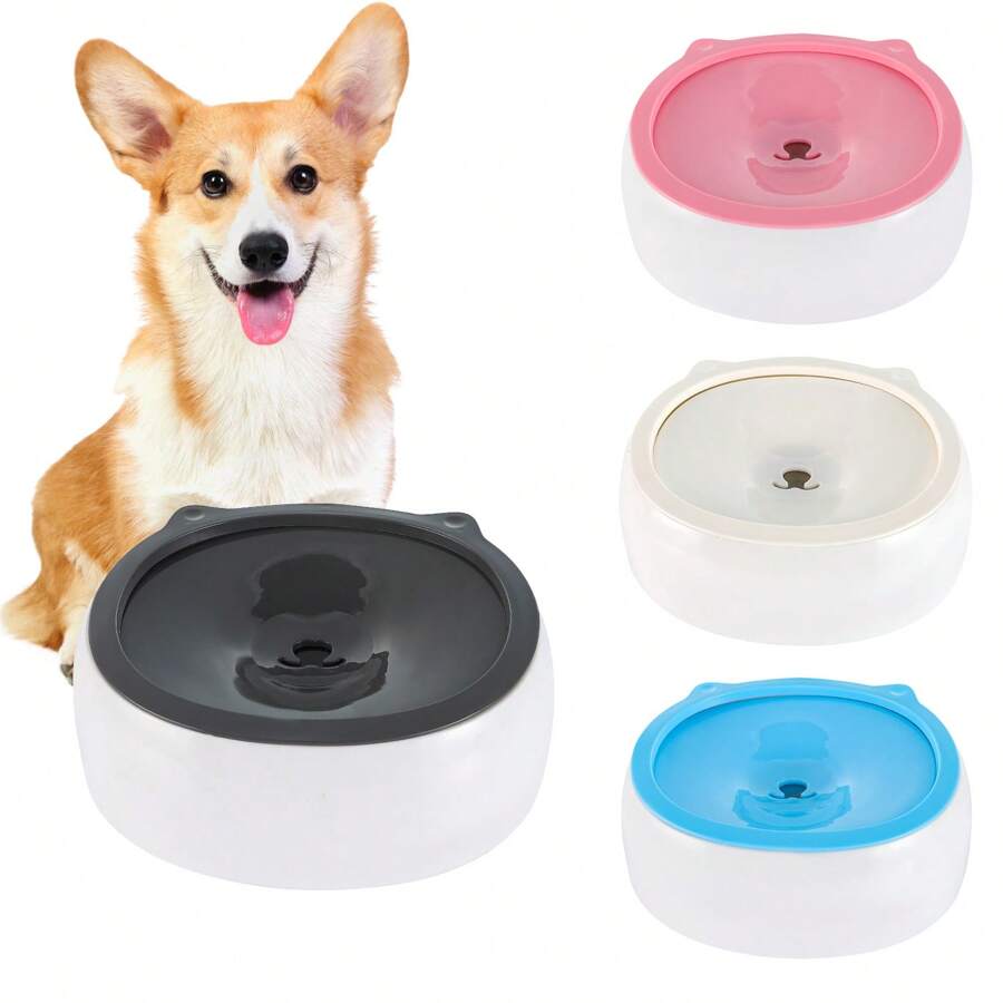 1 pieza Tazón de agua para perros sin salpicaduras con disco flotante, comedero de alimentación lenta, tazón de agua para mascotas antidesbordamiento y antiahogamiento a prueba de derrames para cachorros y gatitos