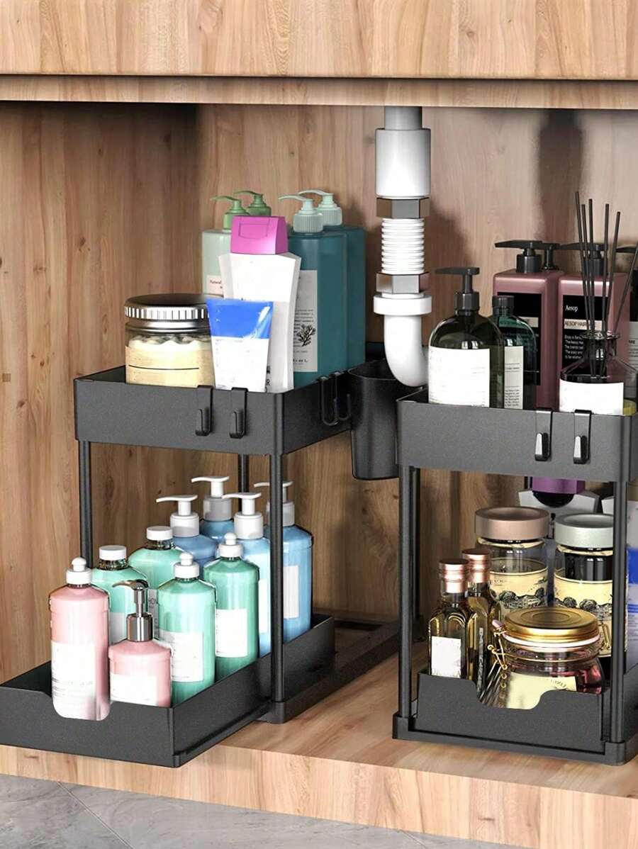 1 Stück Aufbewahrungsregal Organizer mit Schubladen in Große Größen, Badezimmerschrank Aufbewahrungsbox mit Haken, Heim-Küchen-Zubehör