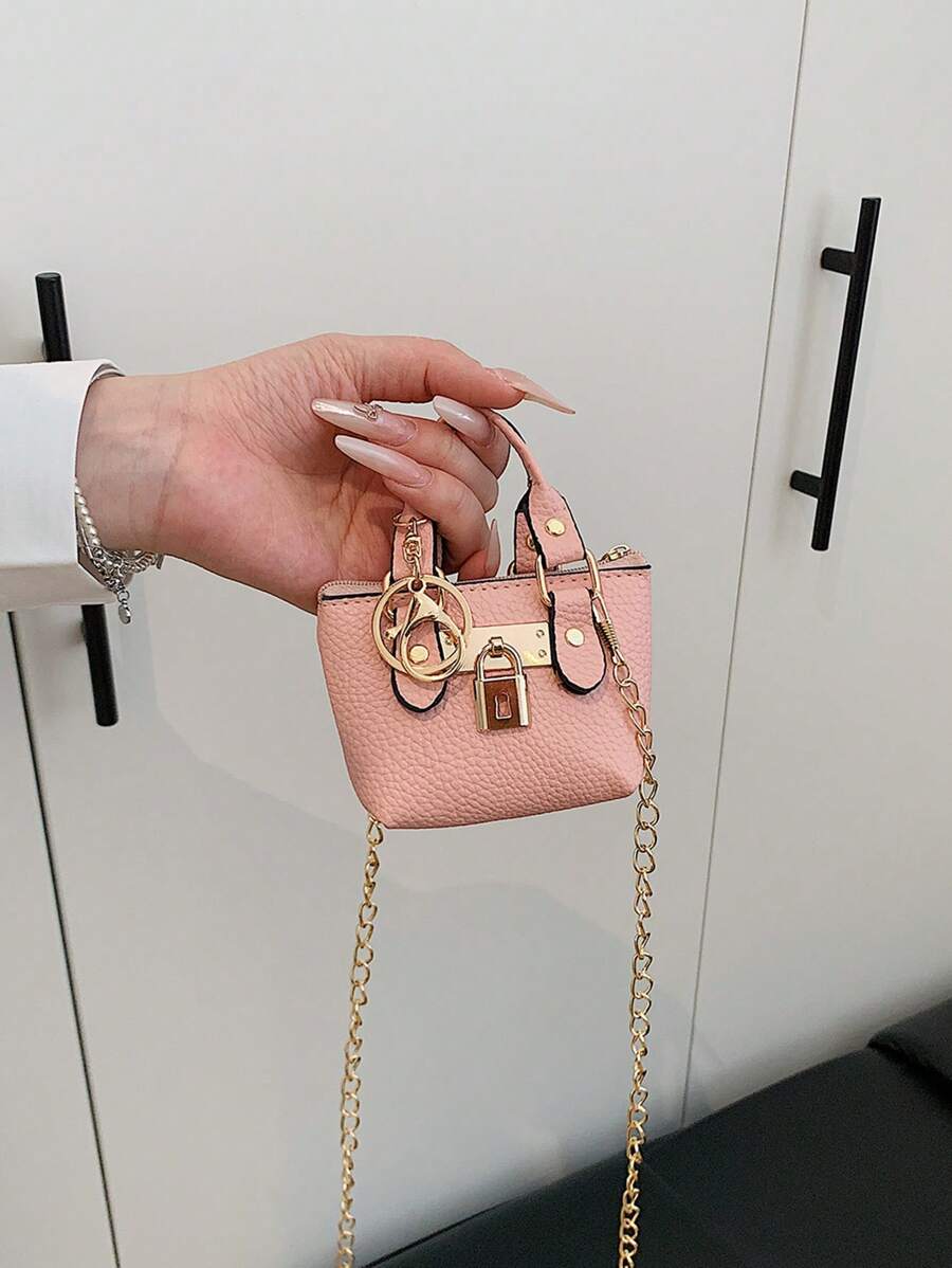 Women's Fashion Mini Handbag, New Style Lightweight Compact Mini Tote Bag With Metal Chain Strap