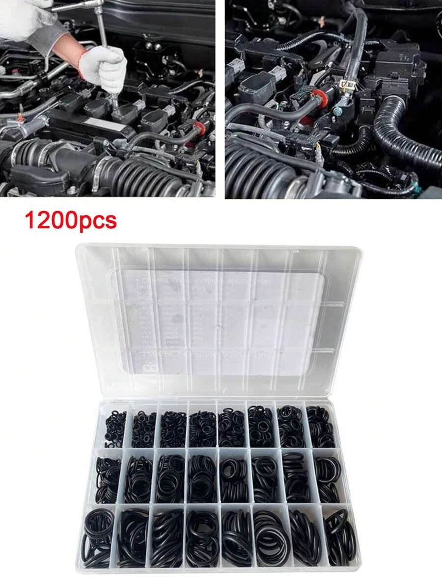 1200 Stücke O-Ring Sortimentskasten mit 24 Größen, Gummi-O-Ringe, Dichtungsscheiben, Dichtungsset für Sanitär, Gas, Automobil und Armaturenreparaturen