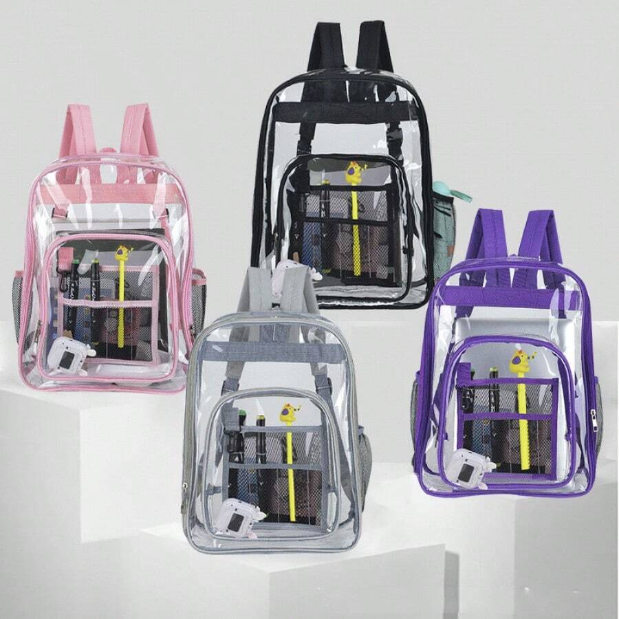Mochila de PVC transparente y ligera a prueba de agua, de gran capacidad 20L, mochila estudiantil de diseño casual
