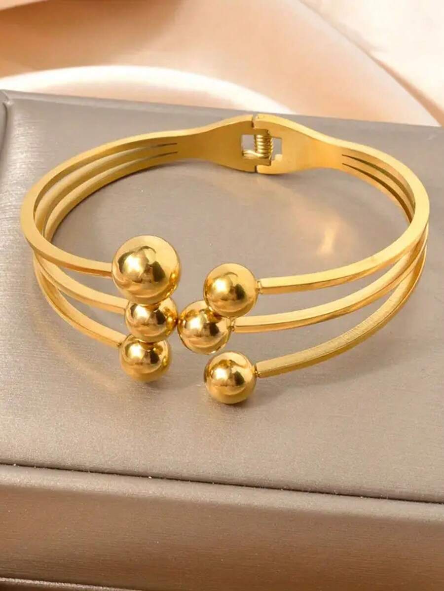 1 pieza Pulsera unisex de acero inoxidable con bola redonda, regalo de joyería único para parejas, amigos, ocasiones festivas, fiestas, bodas