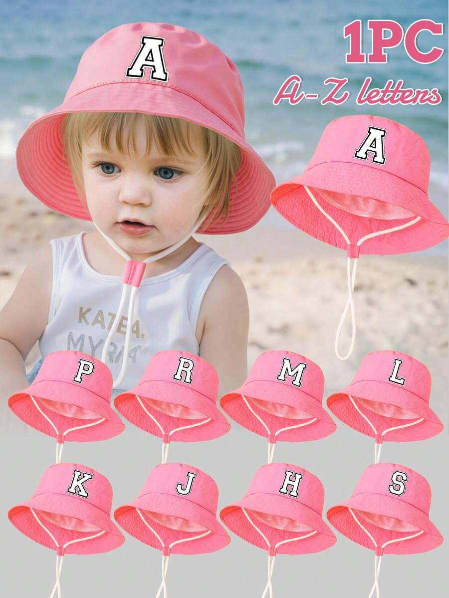 1 pieza Sombrero de cubo con estampado de letras para bebé/niño pequeño, versátil y adorable de moda, apropiado para niños y niñas de 2 a 3 años para uso diario