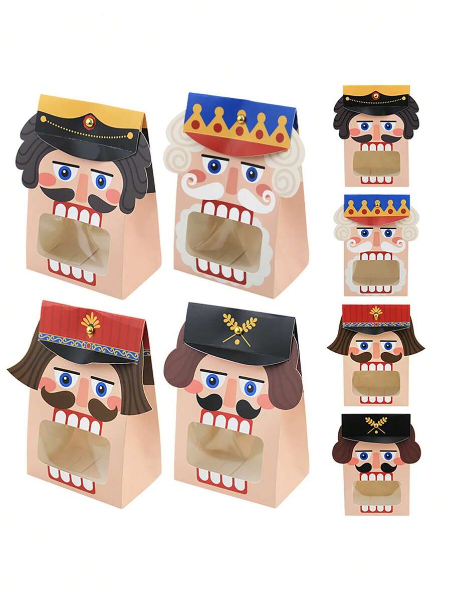 5 Stück PVC-Fensterverpackungsschachteln aus Papier, Geschenkbox mit Cartoon-Soldaten-Design sehr geeignet für Feiertage, Geburtstag, Hochzeit, Partyverpackung, Abschlusszeit, Einschulungszeit, Heimkehr