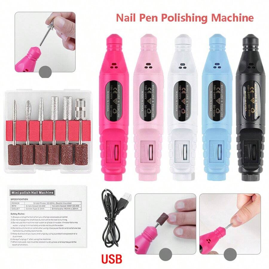 Polishing Pen, Nail Removal Portable Electric Pen, Dead Skin Removal Nail Polish Machine Tool Set, Nail Electric Polishing Machine
