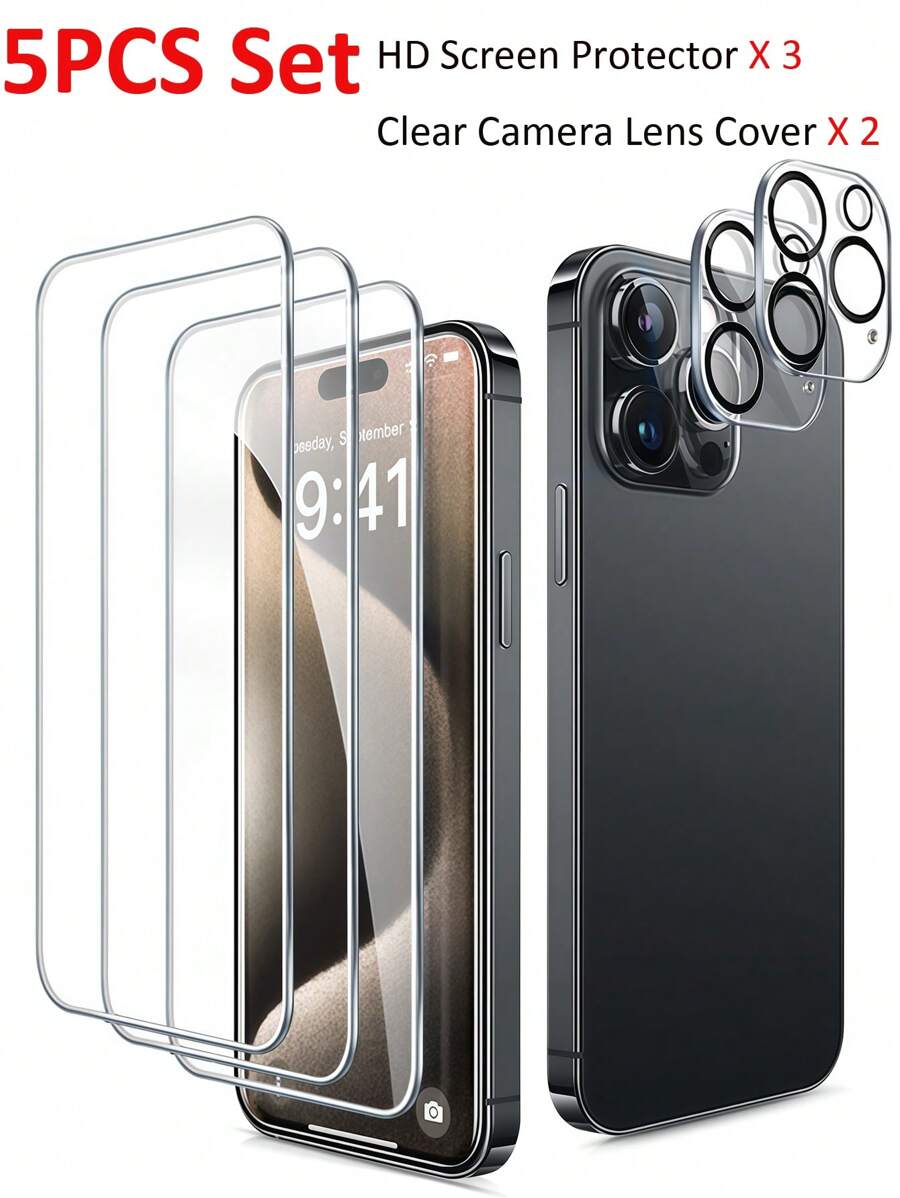 3 Packungen Hochauflösender Bildschirmschutz für 16e12 Pro Max 6,7 Zoll mit 2 Packungen HD-Klarglas Kameraobjektiv-Schutz, Ultra HD, 9H Härte, kratzfest, einfach zu installieren - passend für Geschenkebox, Geburtstag, Familie, Freunde Handyhülle, Handyzubehör