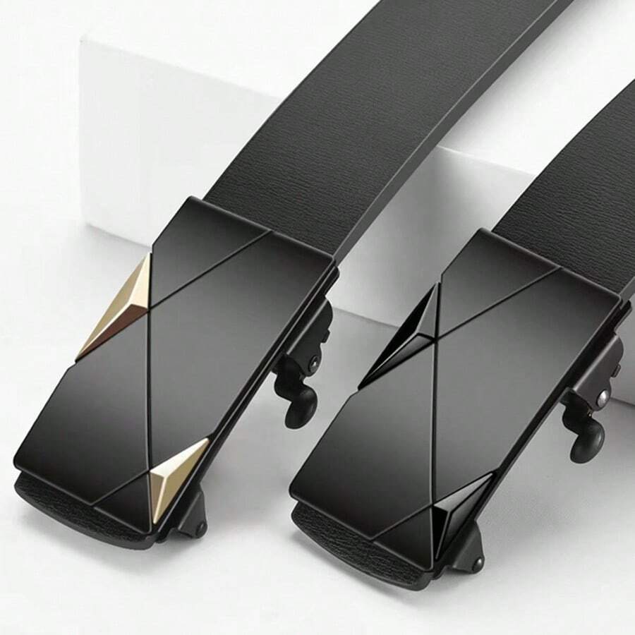 1pc Fashionable Men's Belt With Automatic Buckle, High-End Design Suitable For Young And Middle-Aged Gentlemen
