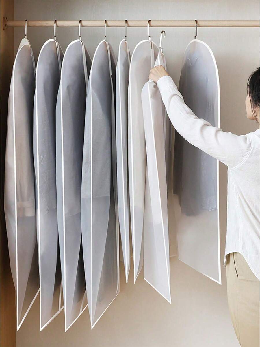 5 Stück durchsichtige PEVA Kleiderhüllen, verlängerte wasserdichte und staubdichte Aufbewahrungstaschen für den Kleiderschrank, feuchtigkeitsbeständige Kunststoffschutzhüllen für den Heimgebrauch, ideal für Hemden, Anzüge und Langzeitlagerung, Kleiderschutz mit klarer Sichtbarkeit und sicherem Verschlusssystem, Kleideraufbewahrung