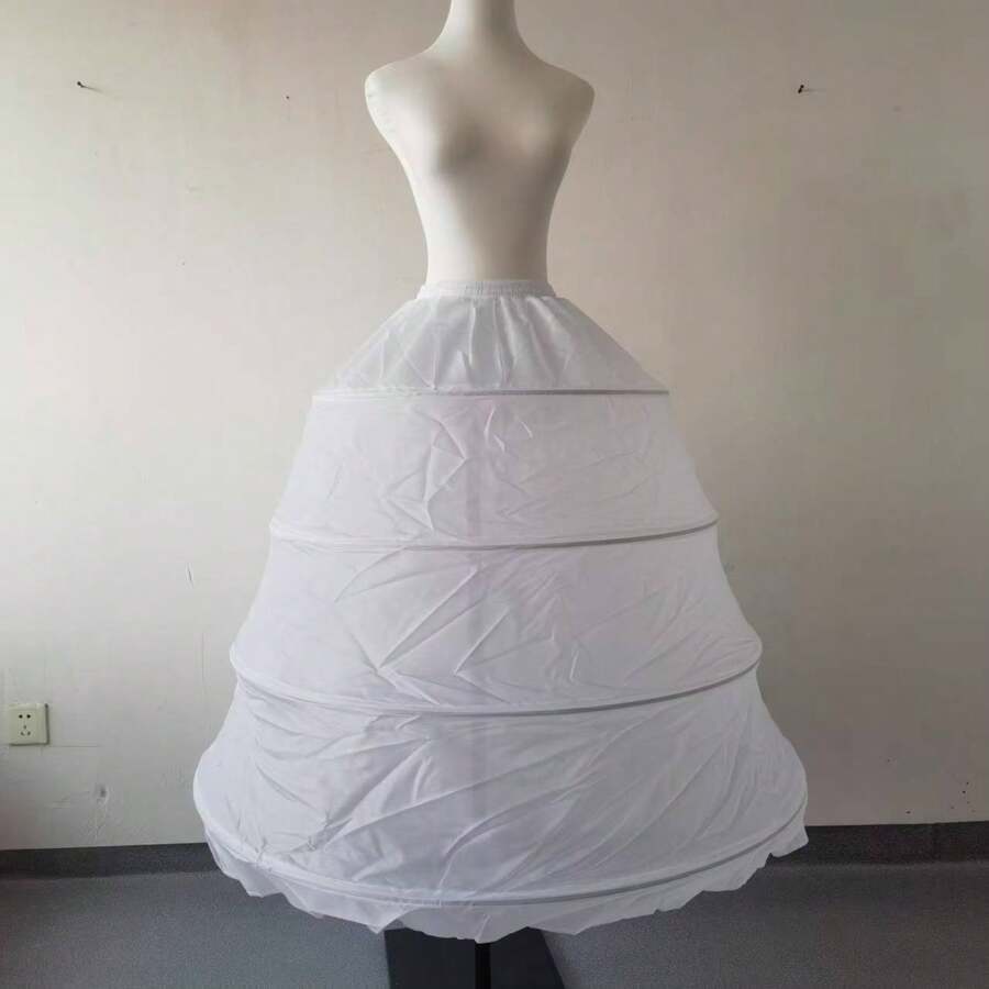 Women's Vintage 4-Hoop Crinoline Petticoat - Adjustable Elastic Waist (21.65"-41.3") Full-Length Fluffy Underskirt For Ball Gowns, Wedding Dresses & Formal Attire, Dance Dress Accessory Semitransparent Fabric